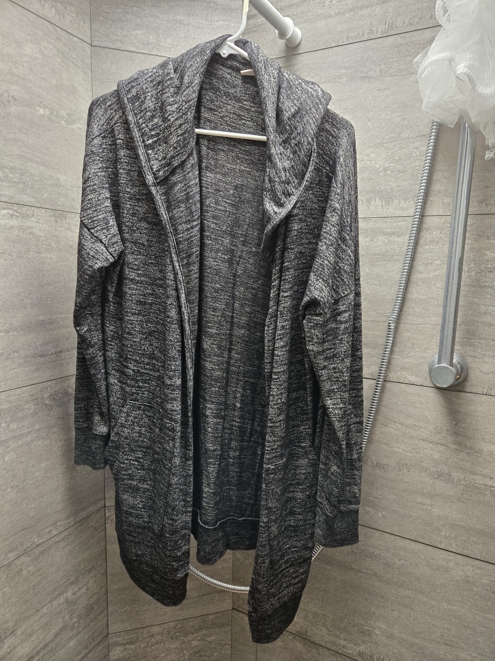 Cozy Open-Front Hooded Cardigan Sweater - Heather Gray